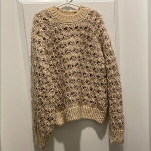 Zara Textured Knit Sweater in Tan
